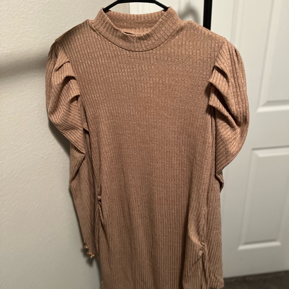 Long Sleeve Tan Dress
